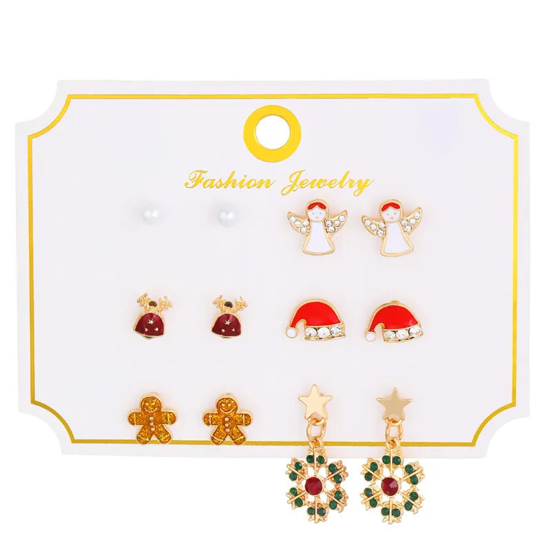 Cartoon Style Cute Classic Style Christmas Tree Santa Claus Bell Alloy Stoving Varnish Plating Inlay Rhinestones Zircon Christmas Women's Jewelry Set