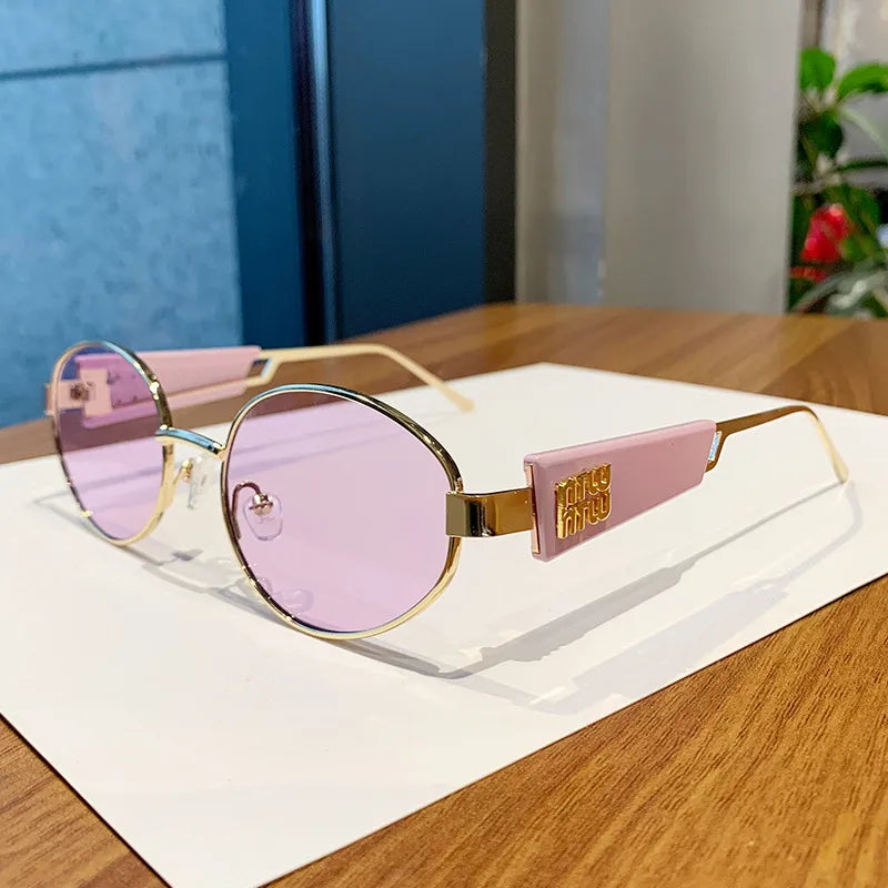 Simple Style Letter Pc Oval Frame Full Frame Glasses