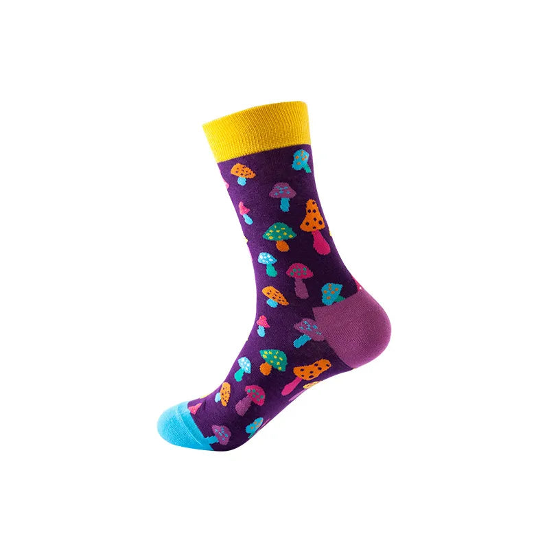 unisex fashion color block heart shape mushroom nylon cotton jacquard ankle socks
