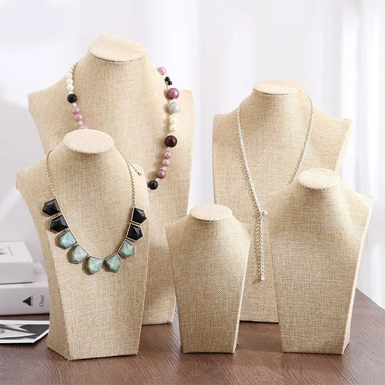 Velvet Jewelry Necklace Display Stand Counter Top Portrait Neck Rack Props Showcase Velvet Fabric High-End Feel Independent Style