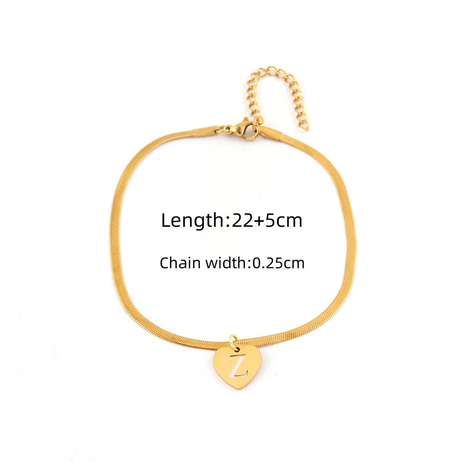 Wholesale Jewelry Elegant Simple Style Classic Style Letter Heart Shape 201 Stainless Steel 304 Stainless Steel Anklet