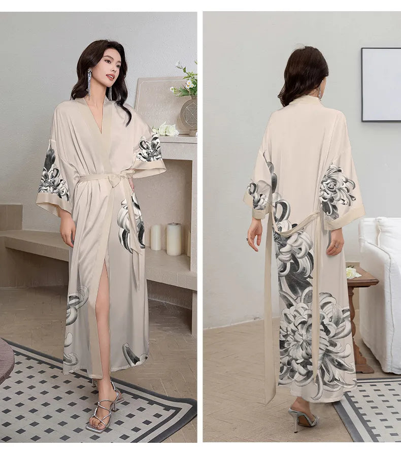 new satin chiffon ice silk light bathrobe multicolors