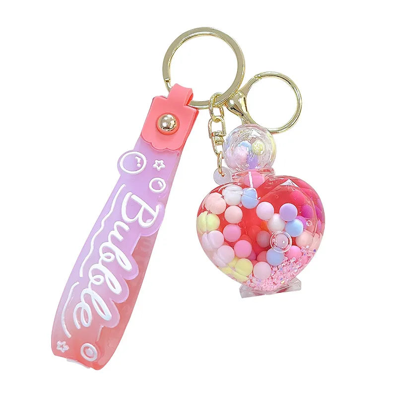 Acrylic Keychain Cute Sandflow Bottle Bag Pendant Toy Christmas Valentine Wedding Graduation Birthday Gift Keyring Decoration