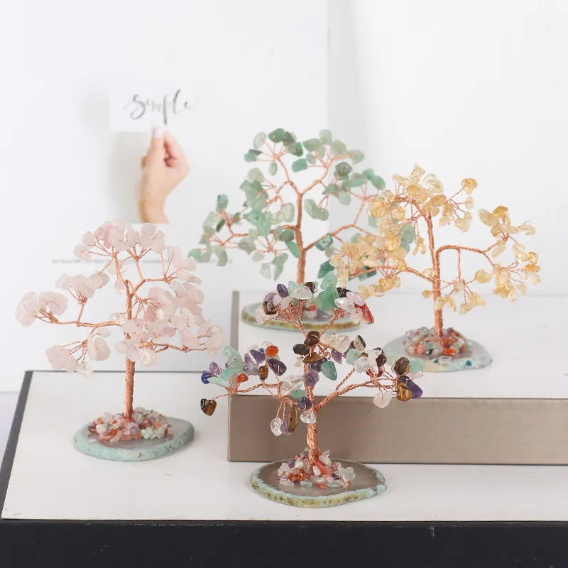 Simple Style Tree Crystal Agate copper wire Ornaments Artificial Decorations