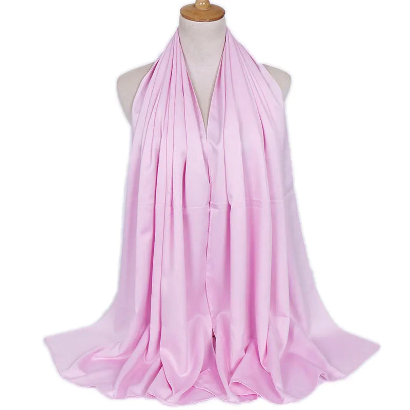 women's lady solid color satin silk scarves