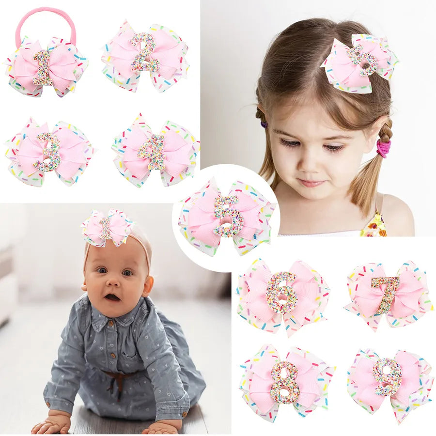 Explosions Birthday Hairband Digital Glitter Hairpin Baby Ice Cream Hair Accessories Pink Headwear