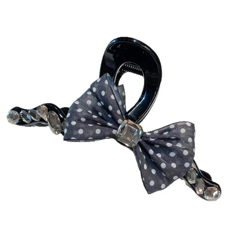 Acrylic Zircon Wave Hair Clip Women High-End Feeling Bow Knot Back Of Head Bun Shark Clamp Hair Accessories Sweet Style