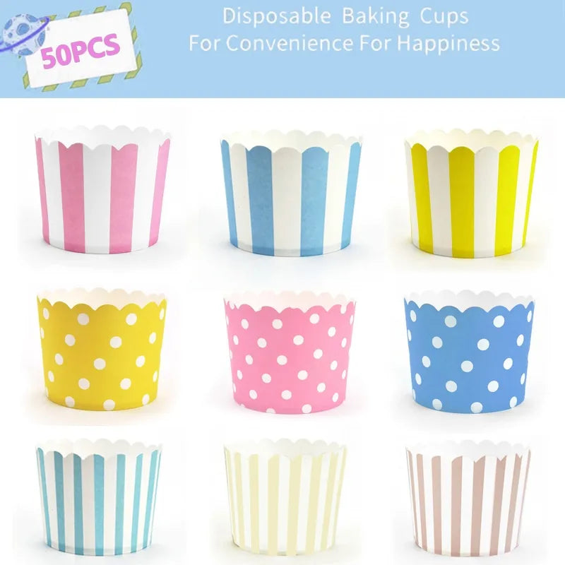 Simple Style Stripe Polka Dots PE Paper cake cups