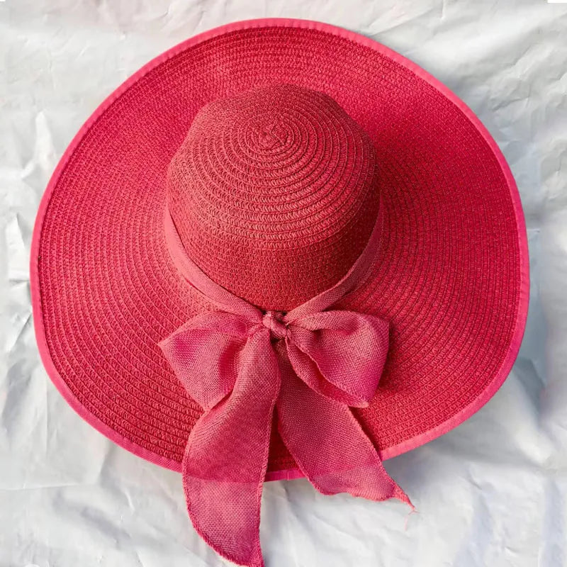 Women's Basic Vacation Solid Color Big Eaves Straw Hat