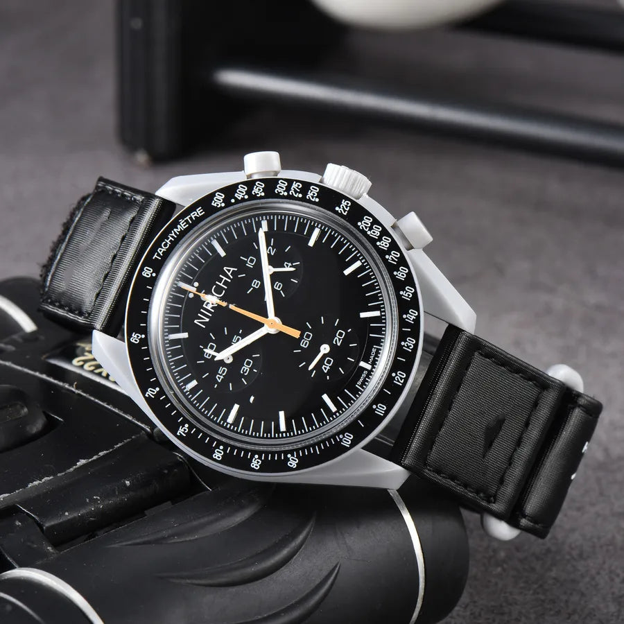 Foreign Trade Men's Niricha Oujia Glue Shell 6-Pin Super Luminous Quartz Watch Manufacturer Wholesale One Generation