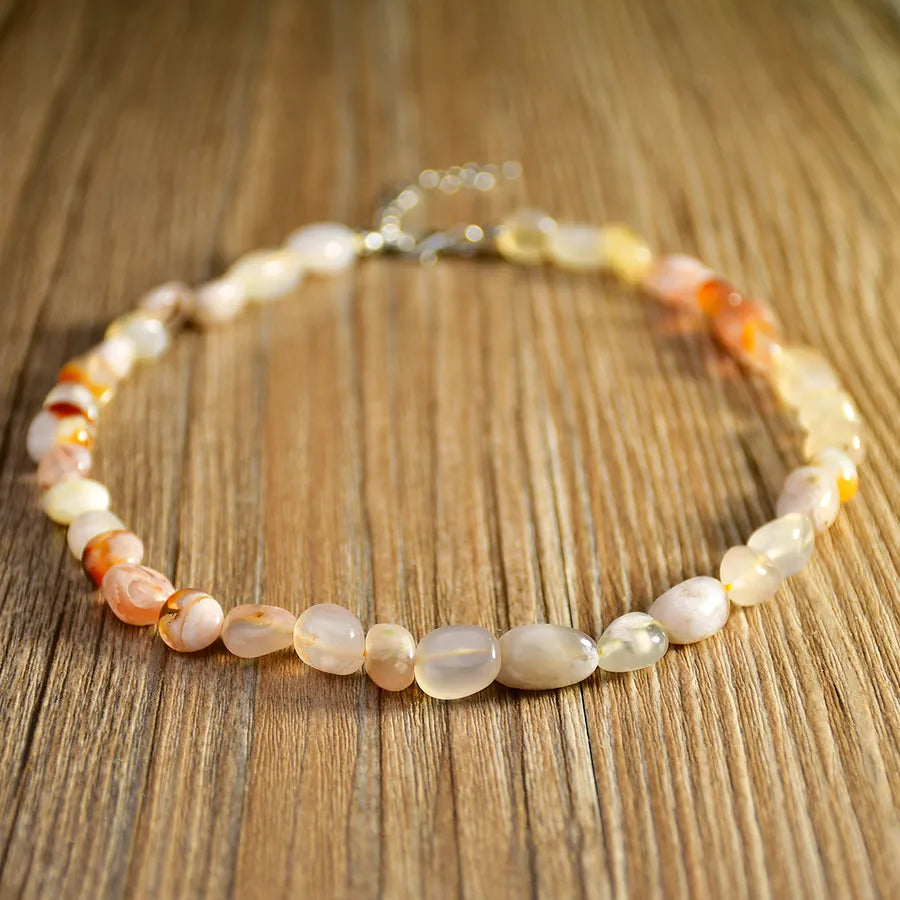 Elegant Lady Pastoral Geometric natural stone Beaded Chain Necklace In Bulk