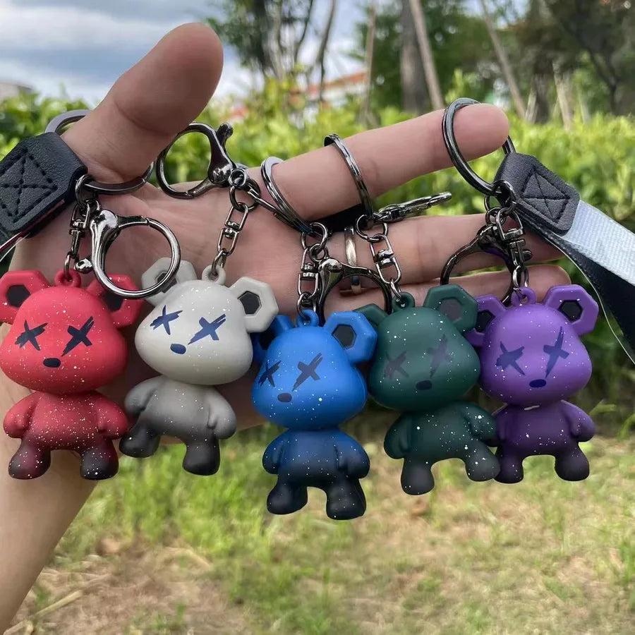 cartoon style cute bear silica gel unisex bag pendant keychain