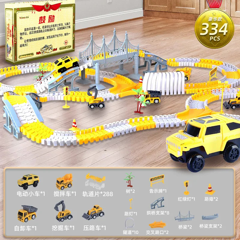 explosions children's educational toy car wholesale stall economic DIY electric rail car toy stall dealer