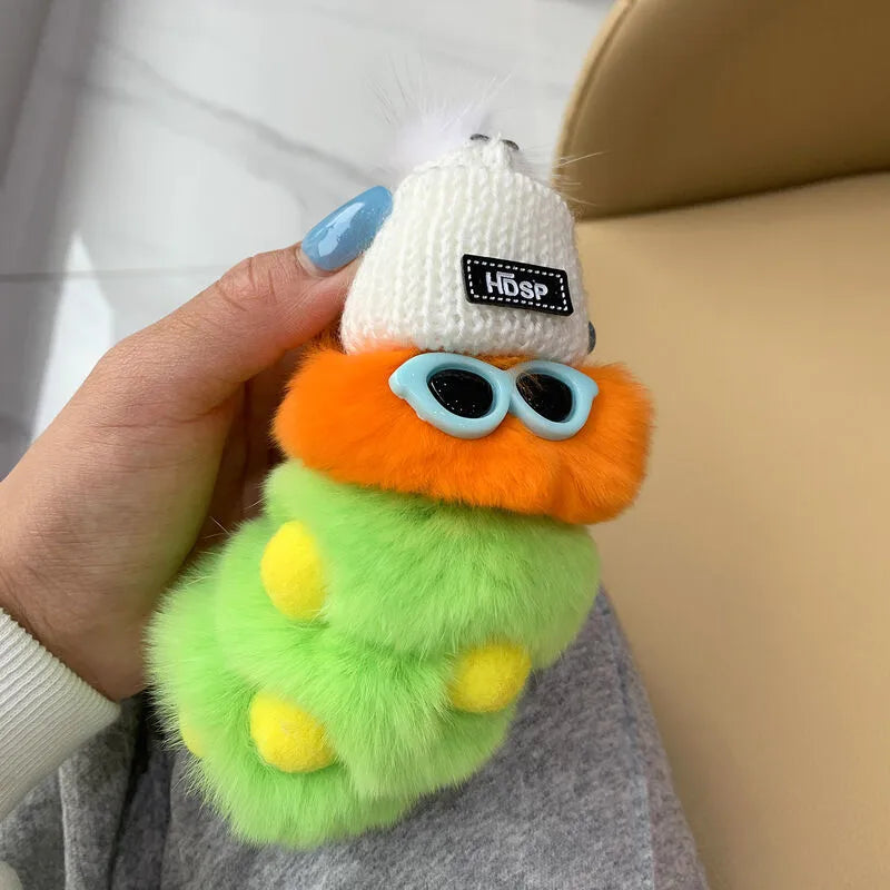 Cute Caterpillar Plush Unisex Bag Pendant Keychain