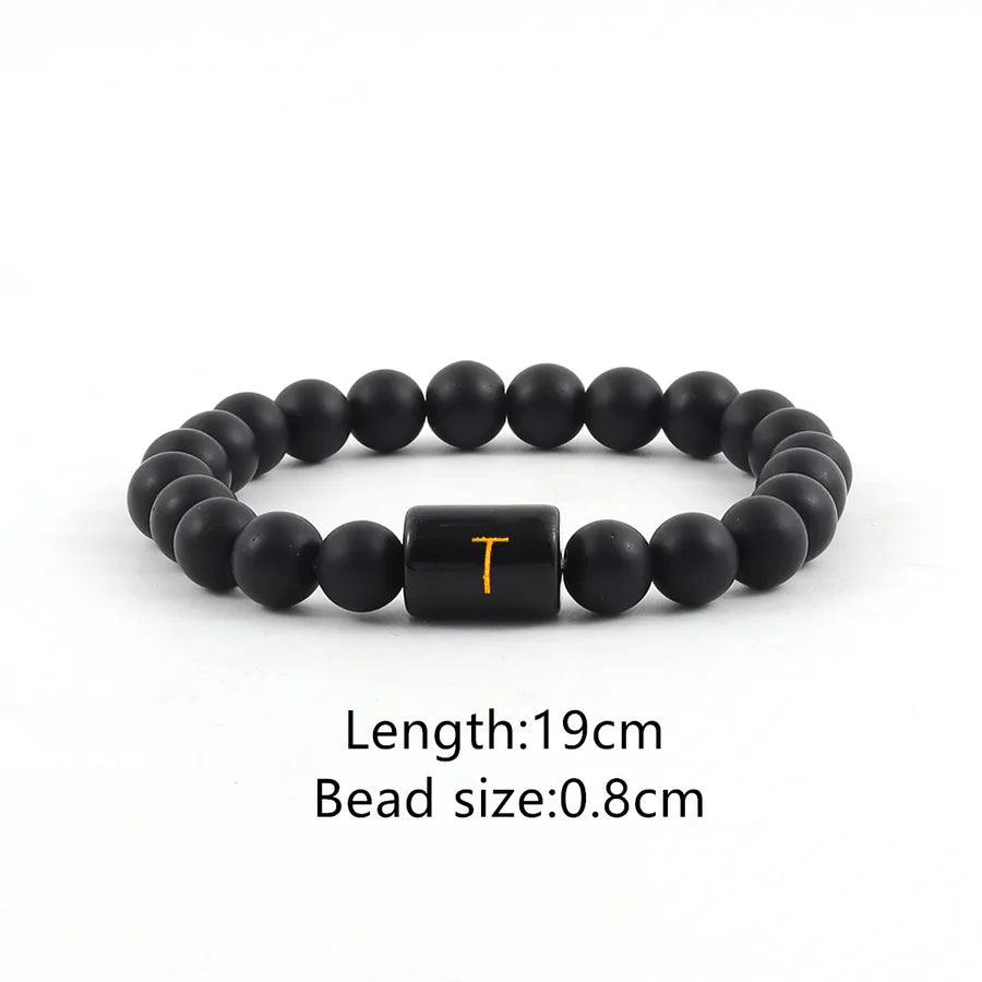 Elegant Vintage Style Simple Style Letter Glass Stone Men's Bracelets Men Beaded Bracelets