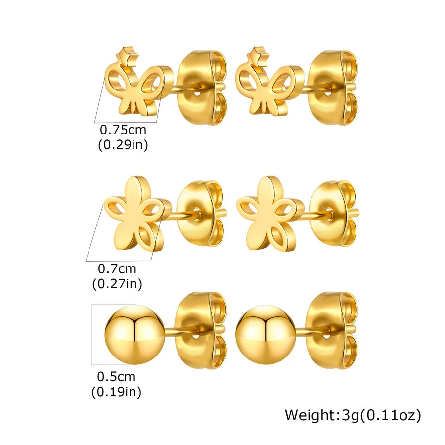 IG Style Casual Simple Style Geometric Plating 201 Stainless Steel Butterfly Backs Ear Studs