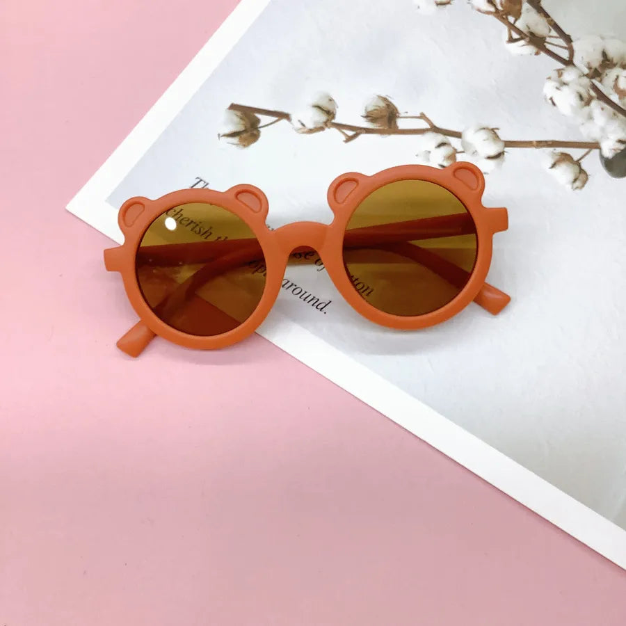 Retro Bear Matte UV400 Kids Sunglasses Unisex Children's Fashionable Sun Protection Glasses Non-Polarized Party Outing Fishing