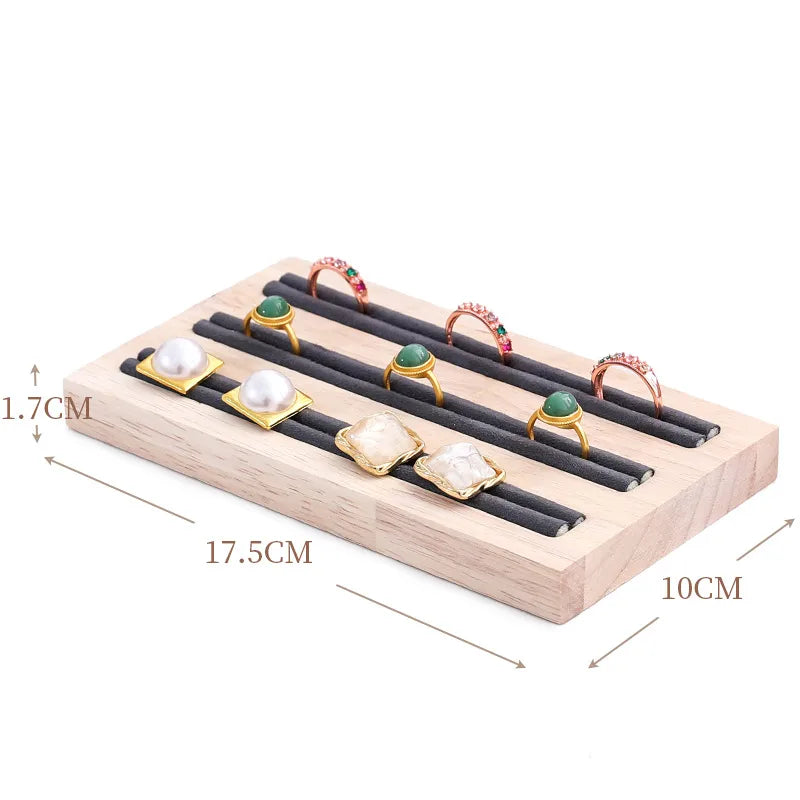 Elegant Wooden Jewelry Display Stand Ring Holder Multi-Functional Luxury Style Square Insert Plate Jewelry Accessory Showcase
