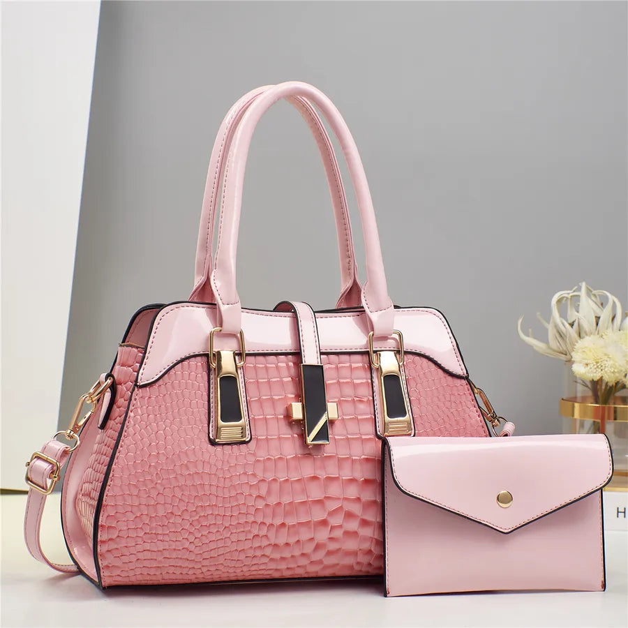 Taizhou Women's Bag Explosive Platinum Bright Leather Handbag Mother Bag Crocodile Pattern Shoulder Bag Crossbody Bag Bags