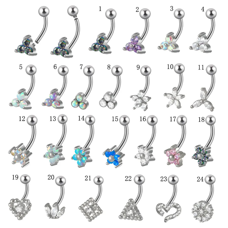 1 Piece Eyebrow Studs Casual Elegant Vacation Triangle Heart Shape Flower G23 Titanium Inlay Opal Zircon Eyebrow Studs