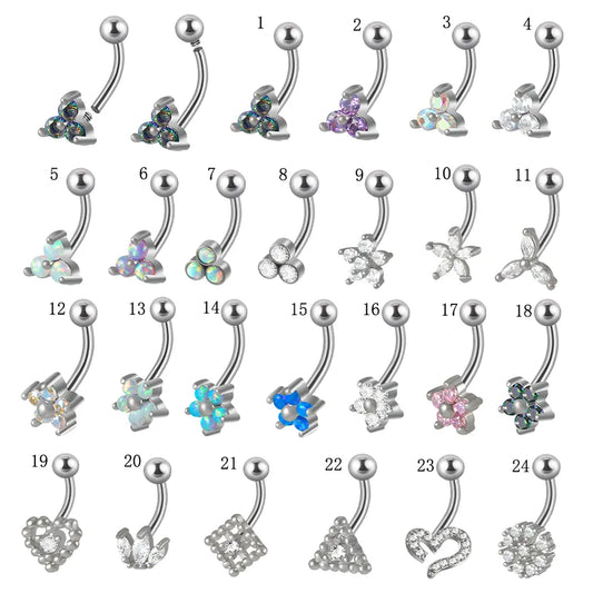 1 Piece Eyebrow Studs Casual Elegant Vacation Triangle Heart Shape Flower G23 Titanium Inlay Opal Zircon Eyebrow Studs