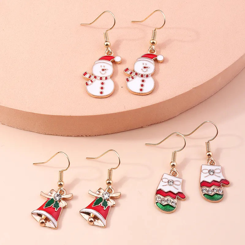 fashion christmas tree santa claus snowman alloy plating inlay rhinestones women's drop earrings 1 set