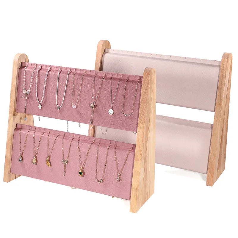 Simple Style Solid Color solid wood Patchwork Jewelry Display
