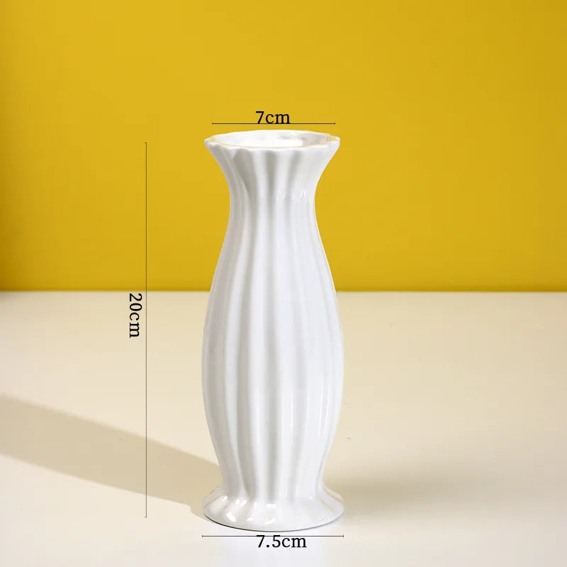 Simple Modern Star Ceramic Vase Ornaments Living Room White Porcelain Fresh Dried Flower Creative Ceramic Flower Set