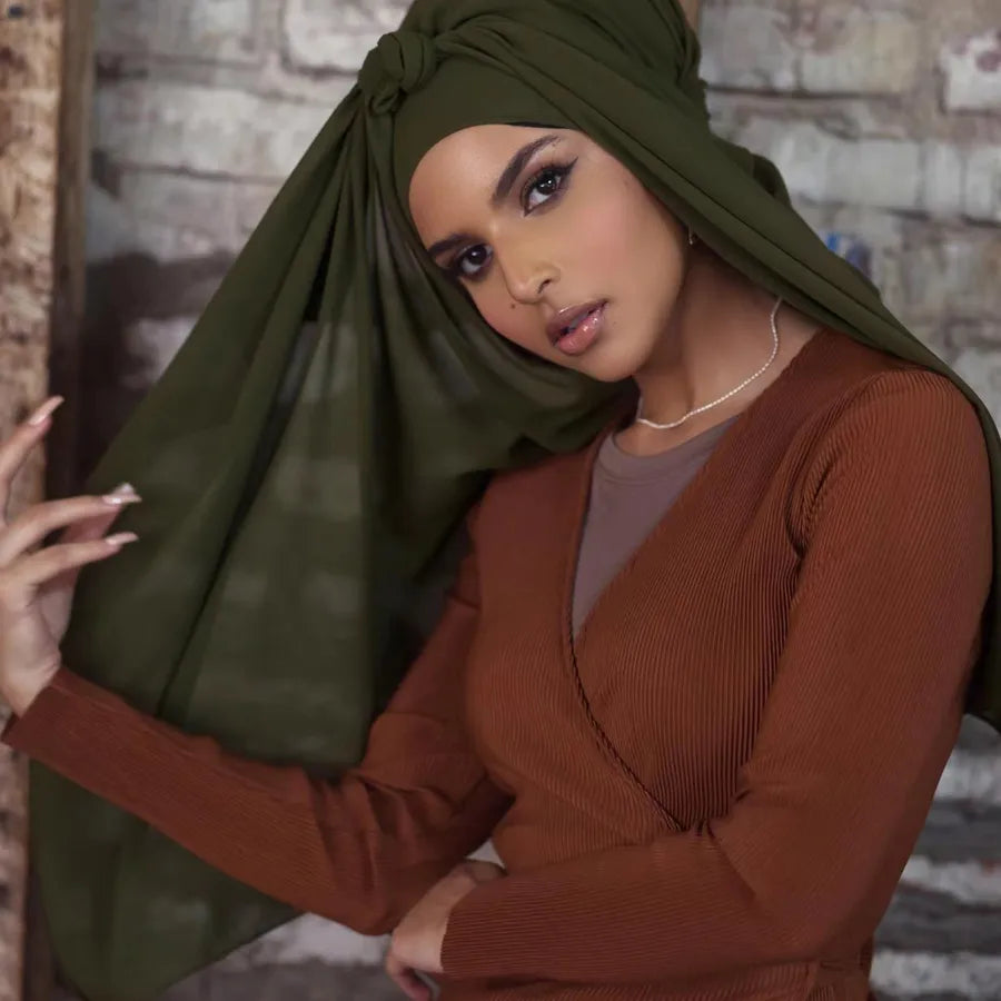 Women's Casual Elegant Simple Style Solid Color Chiffon Printing and Dyeing Hijab