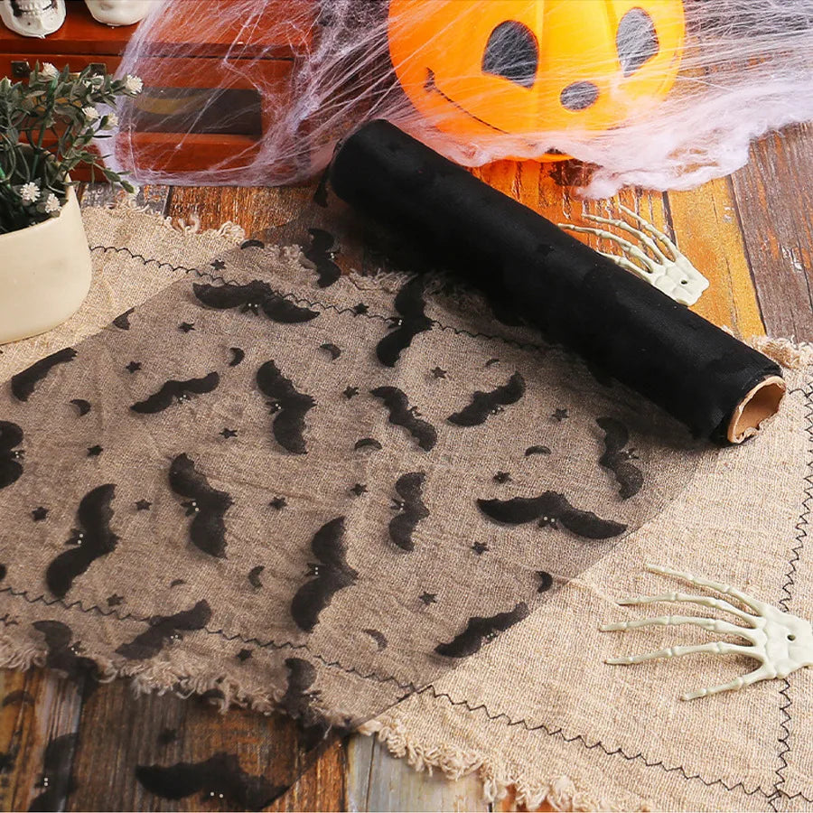 Halloween Bat Spider Web Decorative Net Tablecloth Table Flag Party Decoration Polyester Fiber Nordic Style Other Print