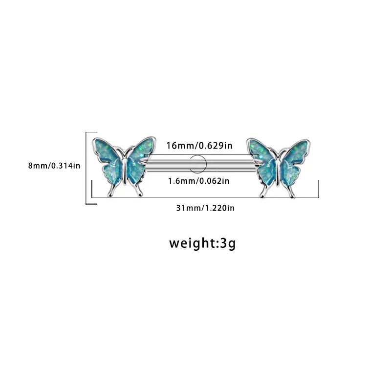 1 Piece Nipple Rings & Studs Hawaiian Sexy Tropical Heart Shape Floral Butterfly 316 Stainless Steel  Arylic Alloy Epoxy Plating Inlay Acrylic Rhinestones Zircon White Gold Plated nipple ring Nipple Rings & Studs