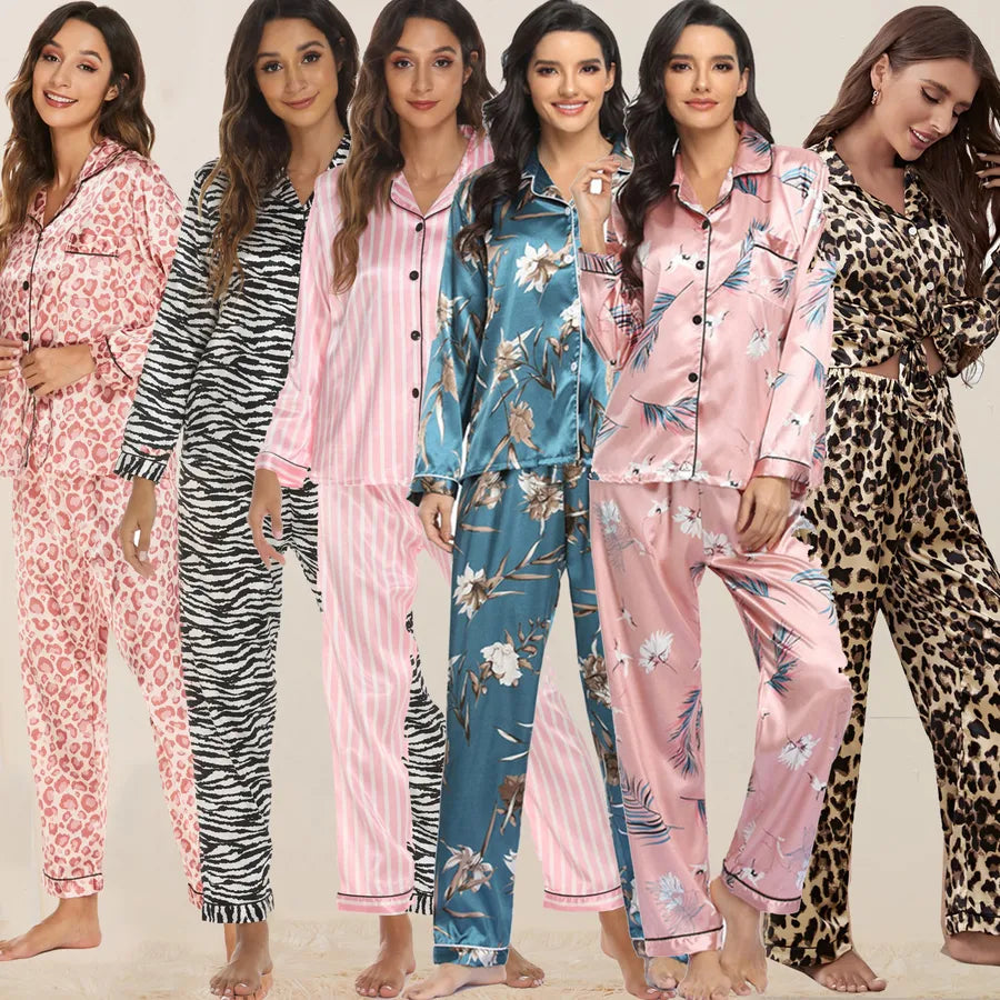 women's fashion flower leopard polyester button pants sets