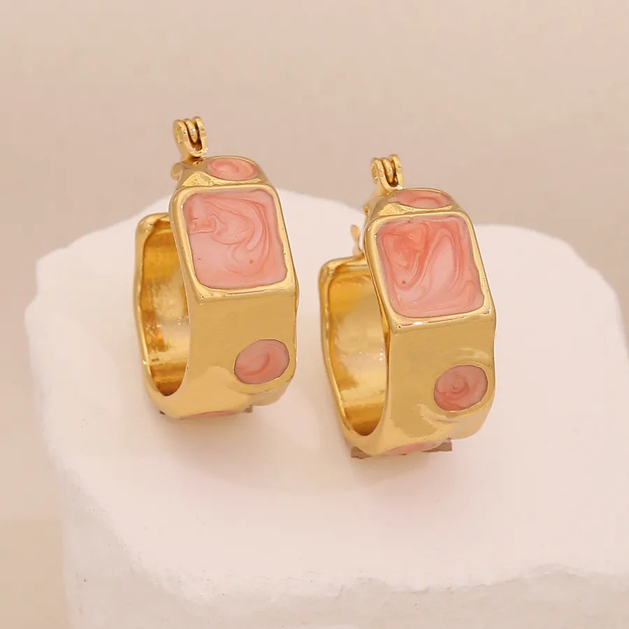 1 Piece Elegant Glam Romantic Geometric Square 304 Stainless Steel Earrings
