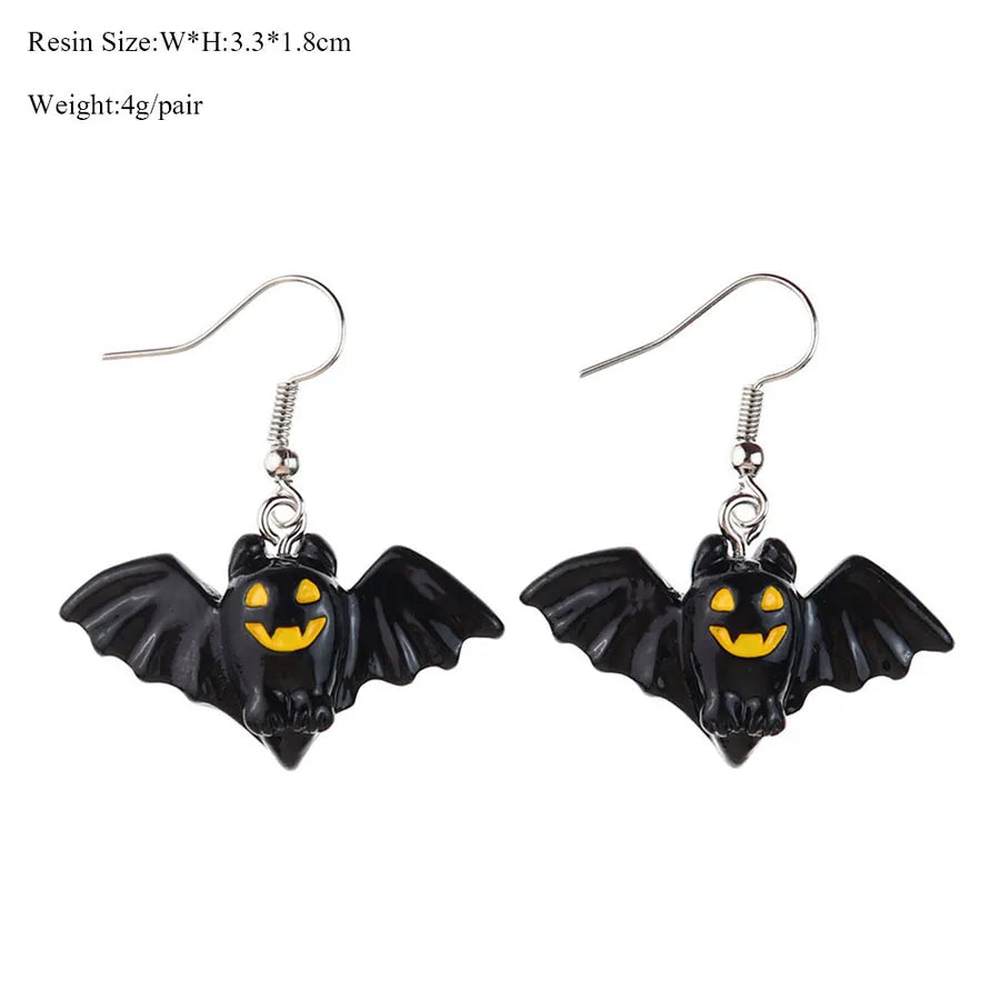 Halloween Series  Ear Rings Scary Funny Personality Skull Spider Ghost Pumpkin Resin Earrings Dangle