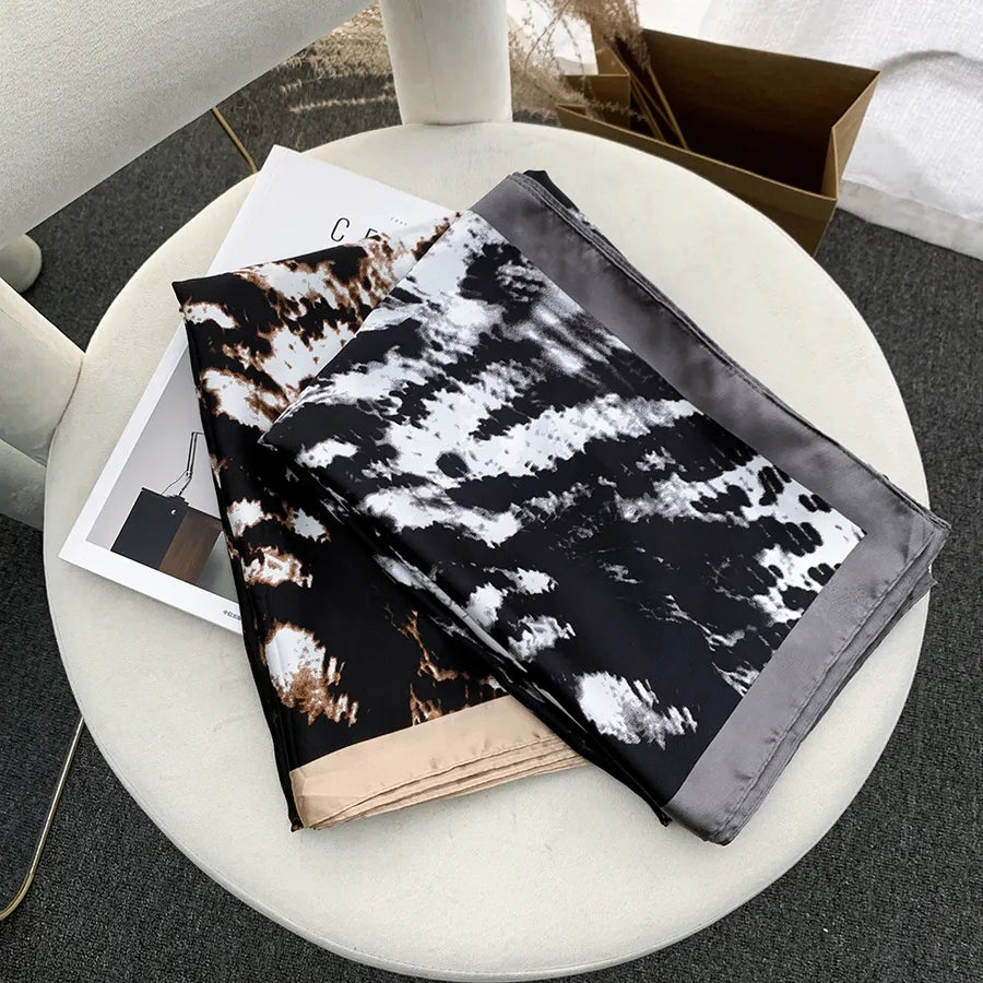 Women's Elegant Basic Leopard Brocade Satin Silk Scarf
