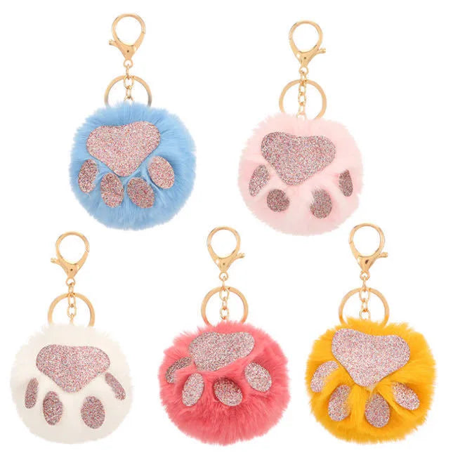 simple style color block alloy plush women's keychain