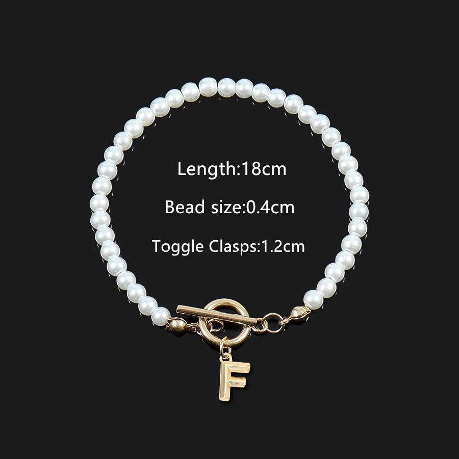 Elegant Vintage Style Classic Style Letter 304 Stainless Steel Artificial Pearl Beaded Chain Beaded Bracelets Wholesale