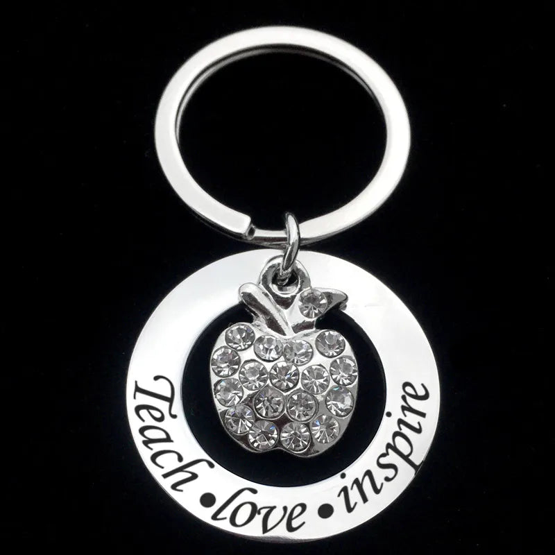 1 piece fashion  stainless steel inlay rhinestones teachers' day women's bag pendant keychain