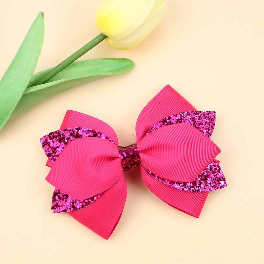 Europe and the United States new double-layer children's glitter film bow hair accessories girls hair clips cute girls hair accessories