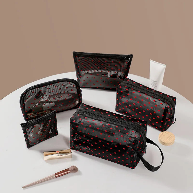 women's small all seasons nylon heart shape fashion square zipper cosmetic bag