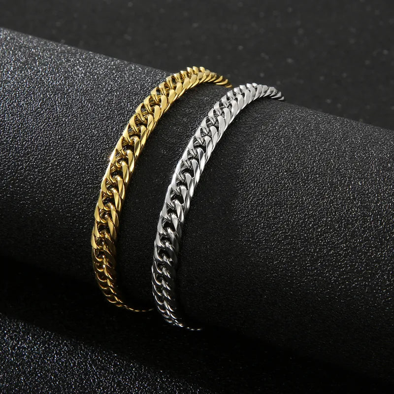 1 piece hip-hop solid color titanium steel plating 18k gold plated men's bracelets