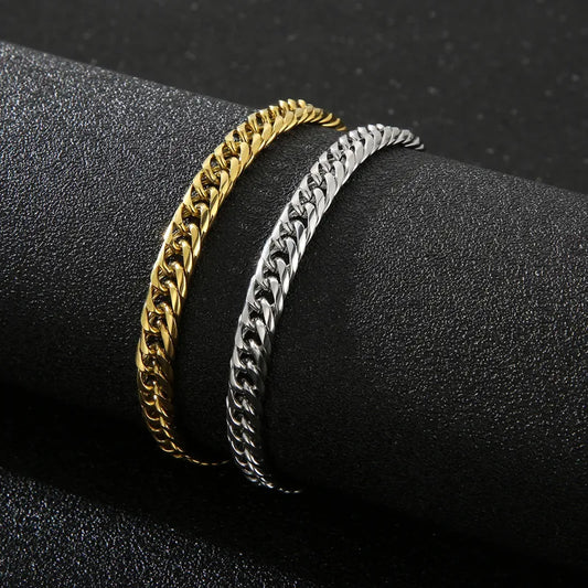 1 piece hip-hop solid color titanium steel plating 18k gold plated men's bracelets
