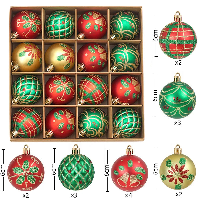 Christmas Decorations 44pcs Set Electroplated Painted Balls New Christmas Ball Christmas Tree Ornaments Simple Style Plastic