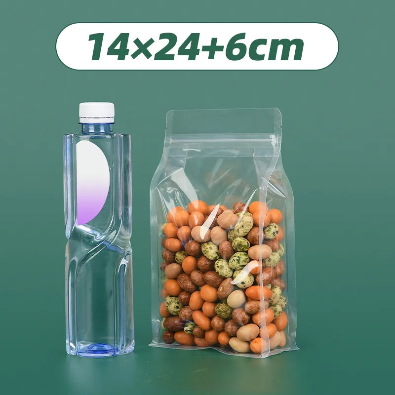 Thickened frosted transparent self-supporting packaging bag candy scented tea rice self-sealing bag cat food bait eight-sided sealing bag wholesale
