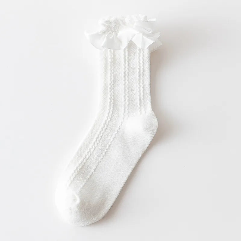 A Pair Lady Streetwear Women's Solid Color Cotton Crew Socks