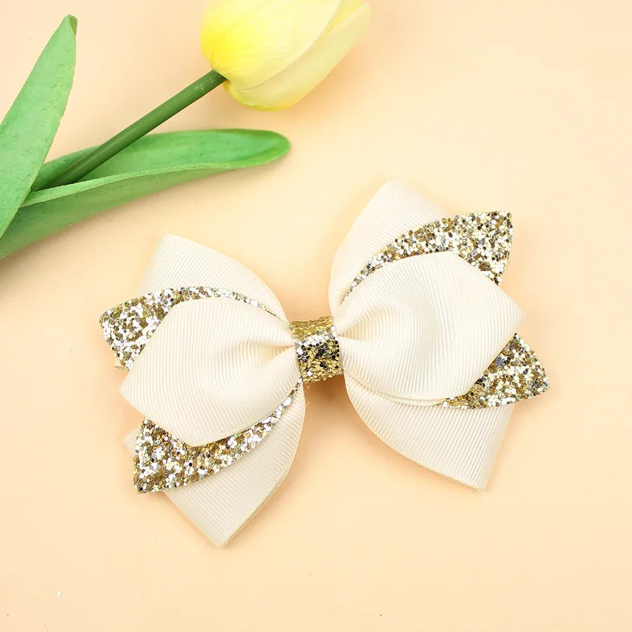 Europe and the United States new double-layer children's glitter film bow hair accessories girls hair clips cute girls hair accessories