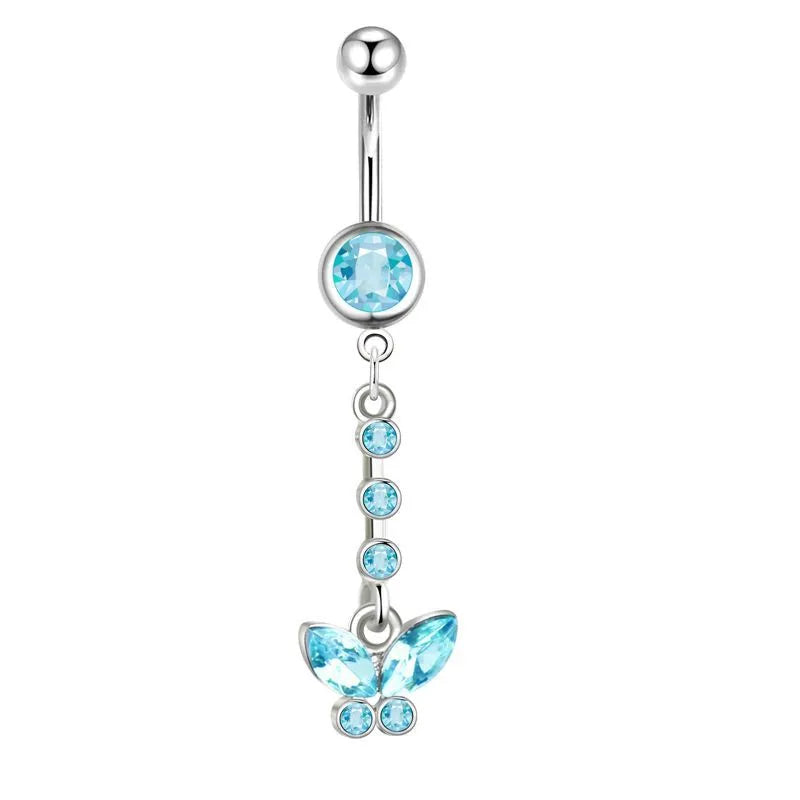 1 Piece Belly Rings Simple Style Color Block 304 Stainless Steel Inlay Zircon