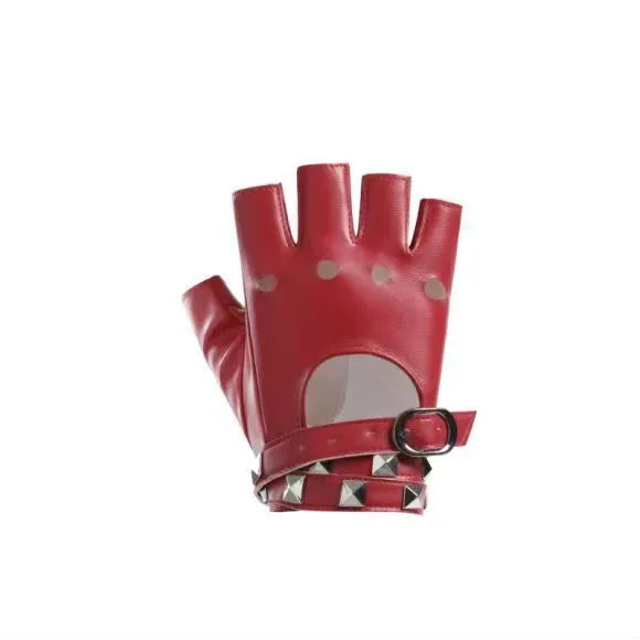 New Ladies Dance Half Finger Gloves Performance Half Punk  Chain Pole Dance Street Dance Leather Gloves