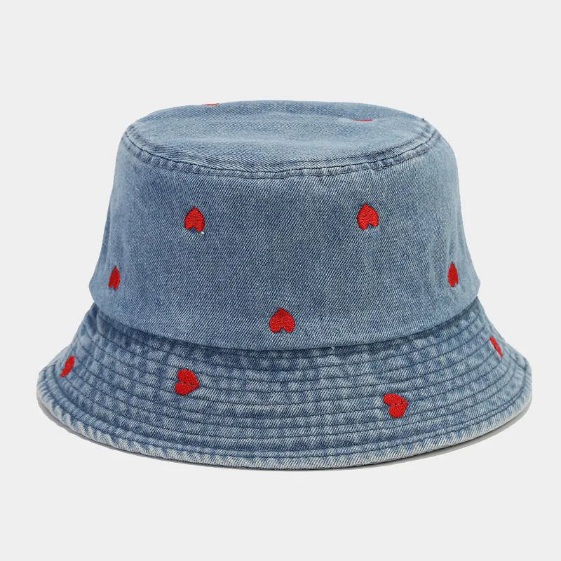 women's cute sweet heart shape big eaves bucket hat