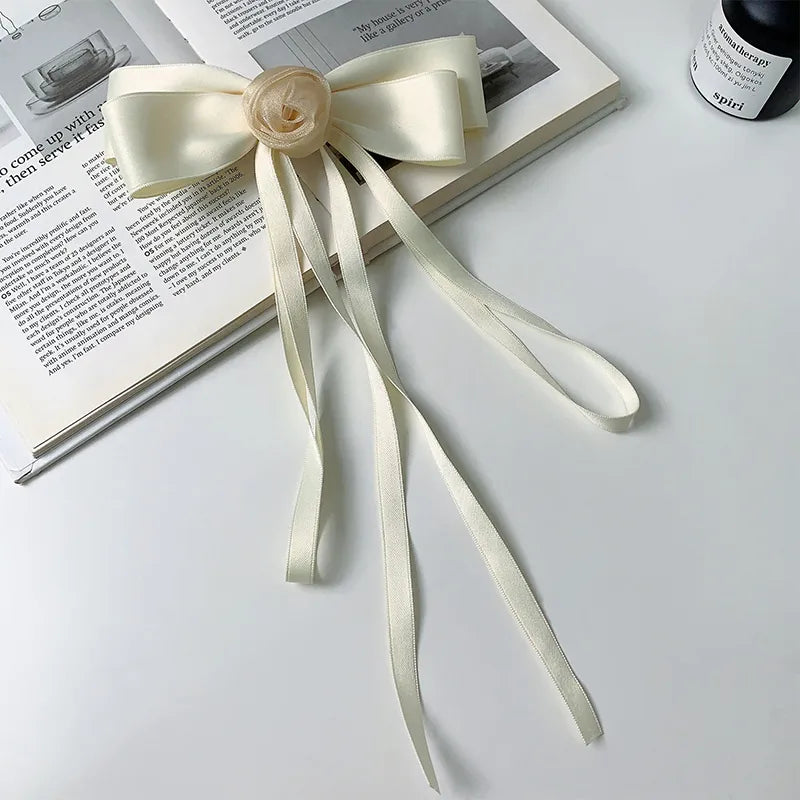 elegant simple style bow knot alloy gauze ribbon hair clip